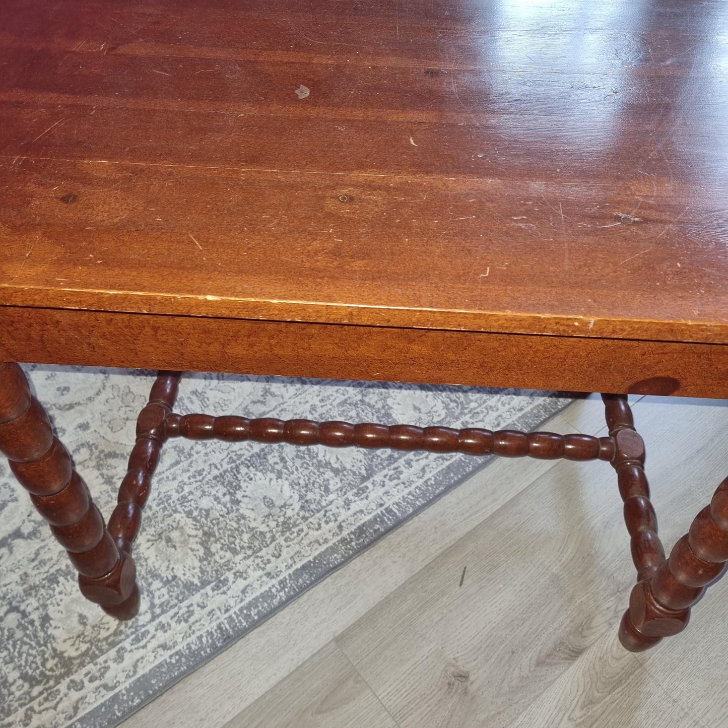 Antique Swedish Drop-Leaf Dining Set: Hand-Painted Kurbits Folk Art, Circa 1900