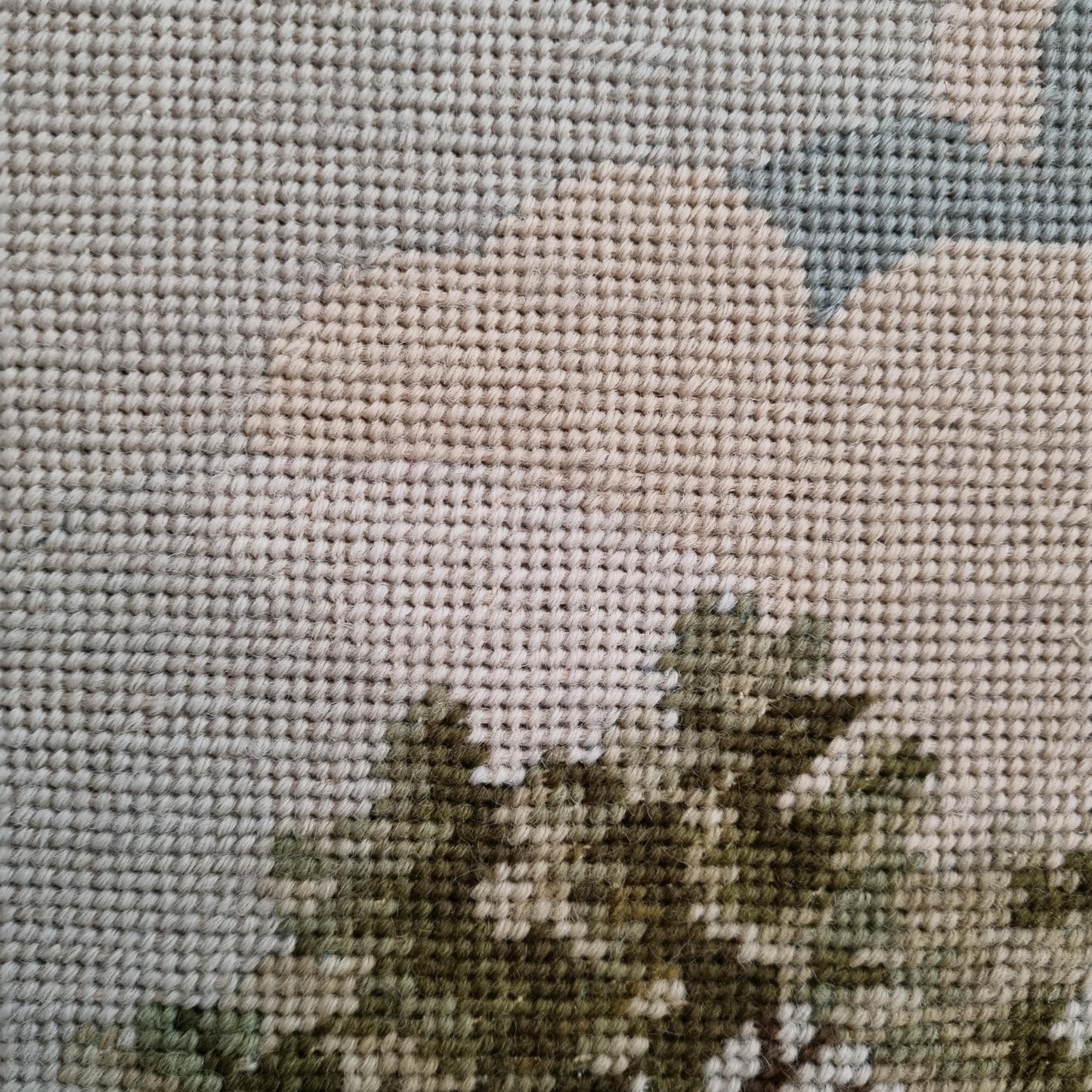 Antique Wool Needlepoint Tapestry in Gilded Baroque Frame - Victorian Cottage Scene