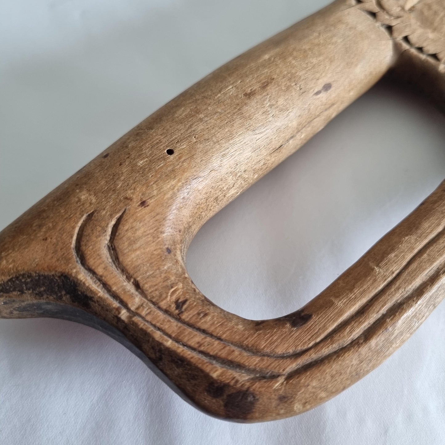 Antique Hand-Carved Butter Paddle: 1806 Scandinavian Folk Art Decor with detailed wood carving and natural patina finish