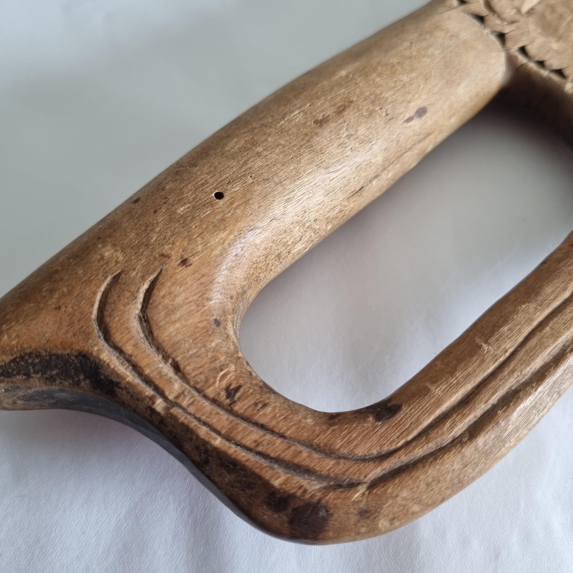 Antique Hand-Carved Butter Paddle: 1806 Scandinavian Folk Art Decor with detailed wood carving and natural patina finish
