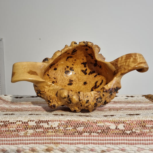 Hand Carved Root Wood Bowl: Organic Wabi-Sabi Scandinavian Decor