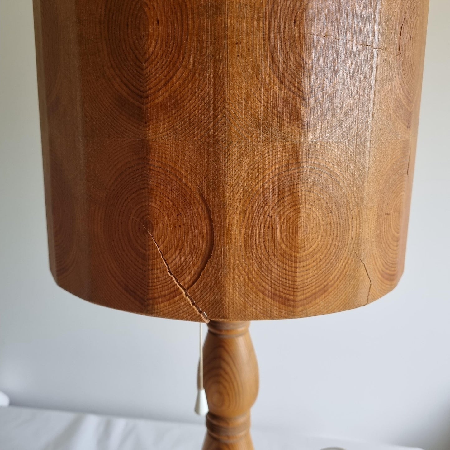 Extra Large Pine Table Lamp Scandinavian Folk Art Organic Wood Rustic Handmade Sweden 1970s