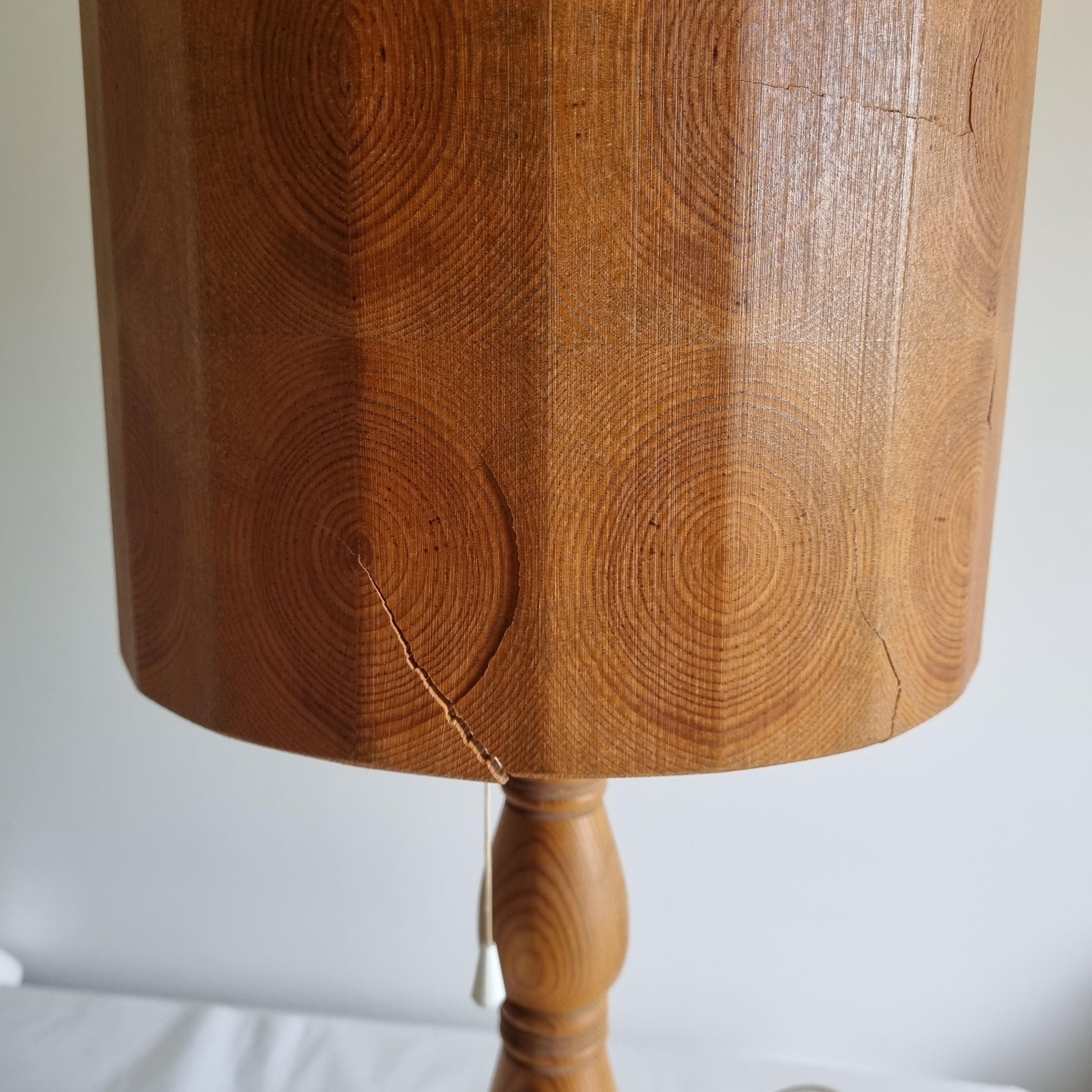 Extra Large Pine Table Lamp Scandinavian Folk Art Organic Wood Rustic Handmade Sweden 1970s