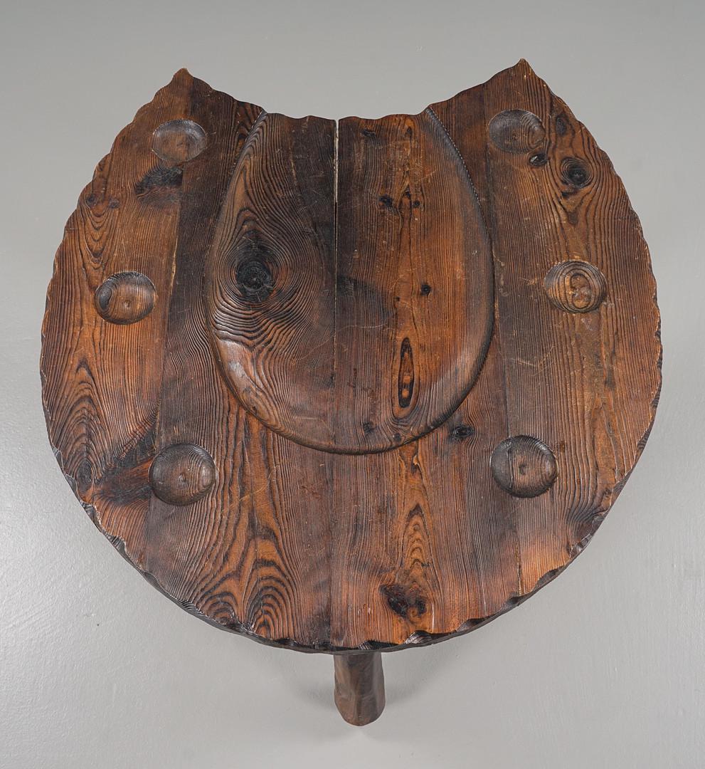 Rustic Wood Chair & Table - Sculptural Seating with a Folk Art Twist showing handcrafted wood grain and carved details from above view