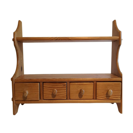 Vintage Pine Wall Shelf: Rustic Scandinavian Kitchen Decor