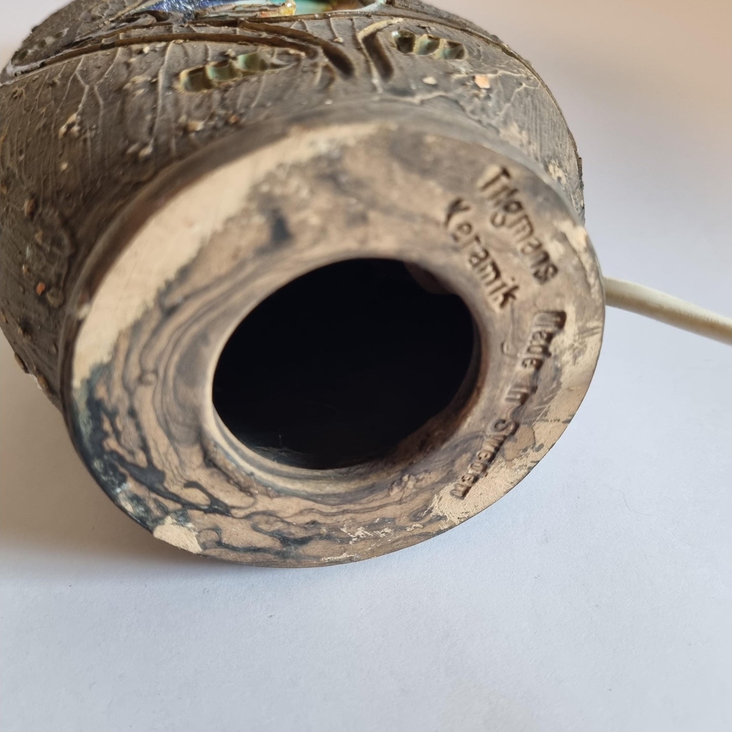 Brutalist Ceramic Table Lamp: Mid-Century Modern Tilgmans Swedish Keramik