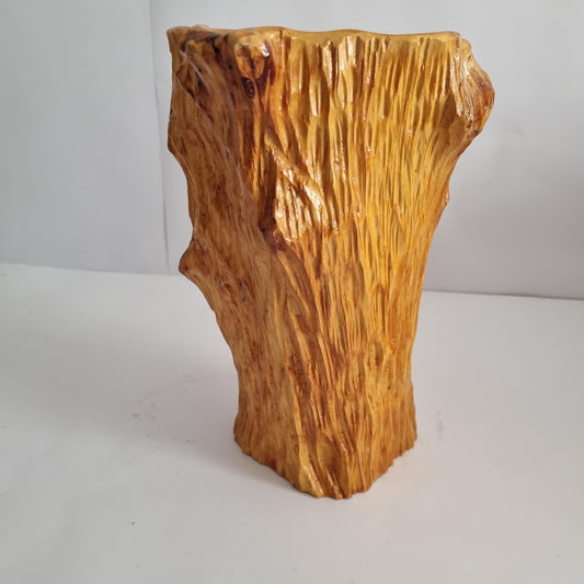 Vintage Naturalistic Burl Wood Free Form Sculptural Modern Vase, Wabi Sabi- Japandi decor