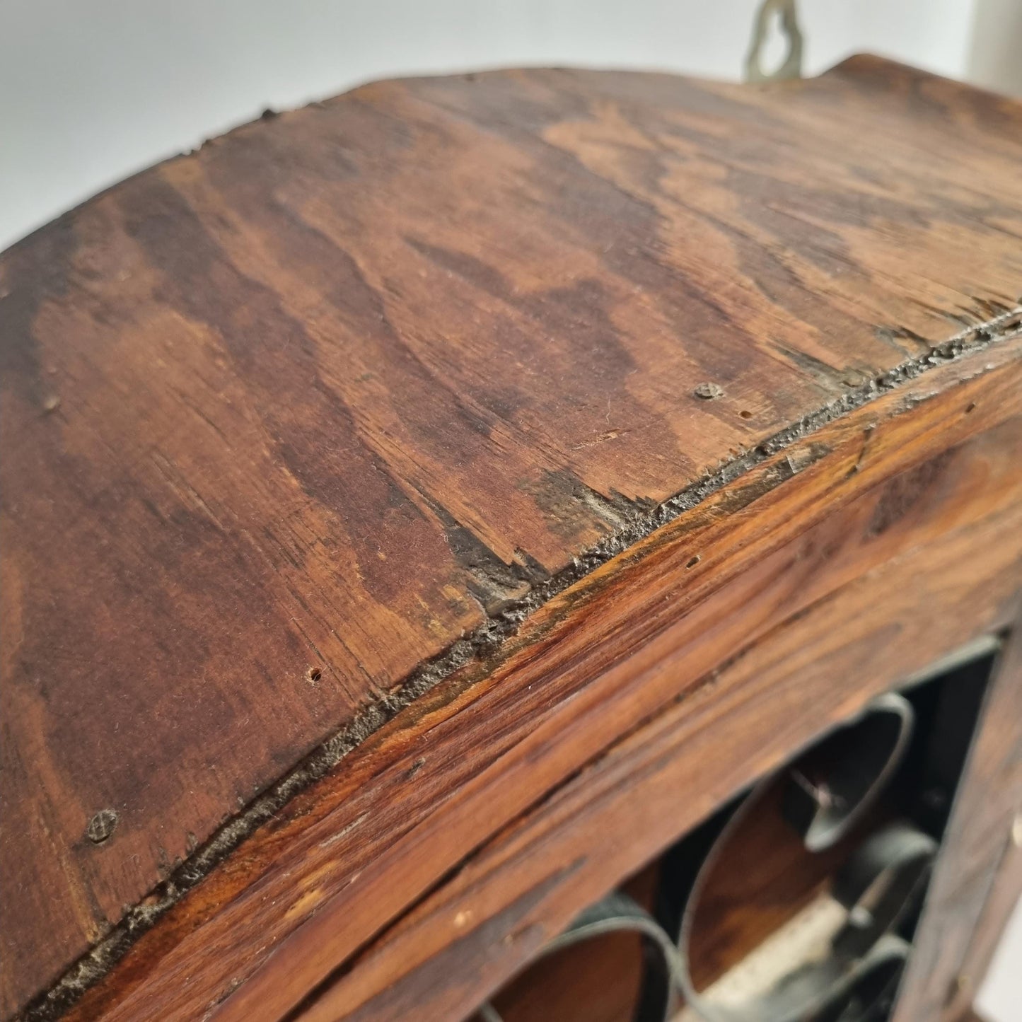 Antique Rustic Wood Wall Cabinet with Iron Door: Farmhouse Kitchen Storage