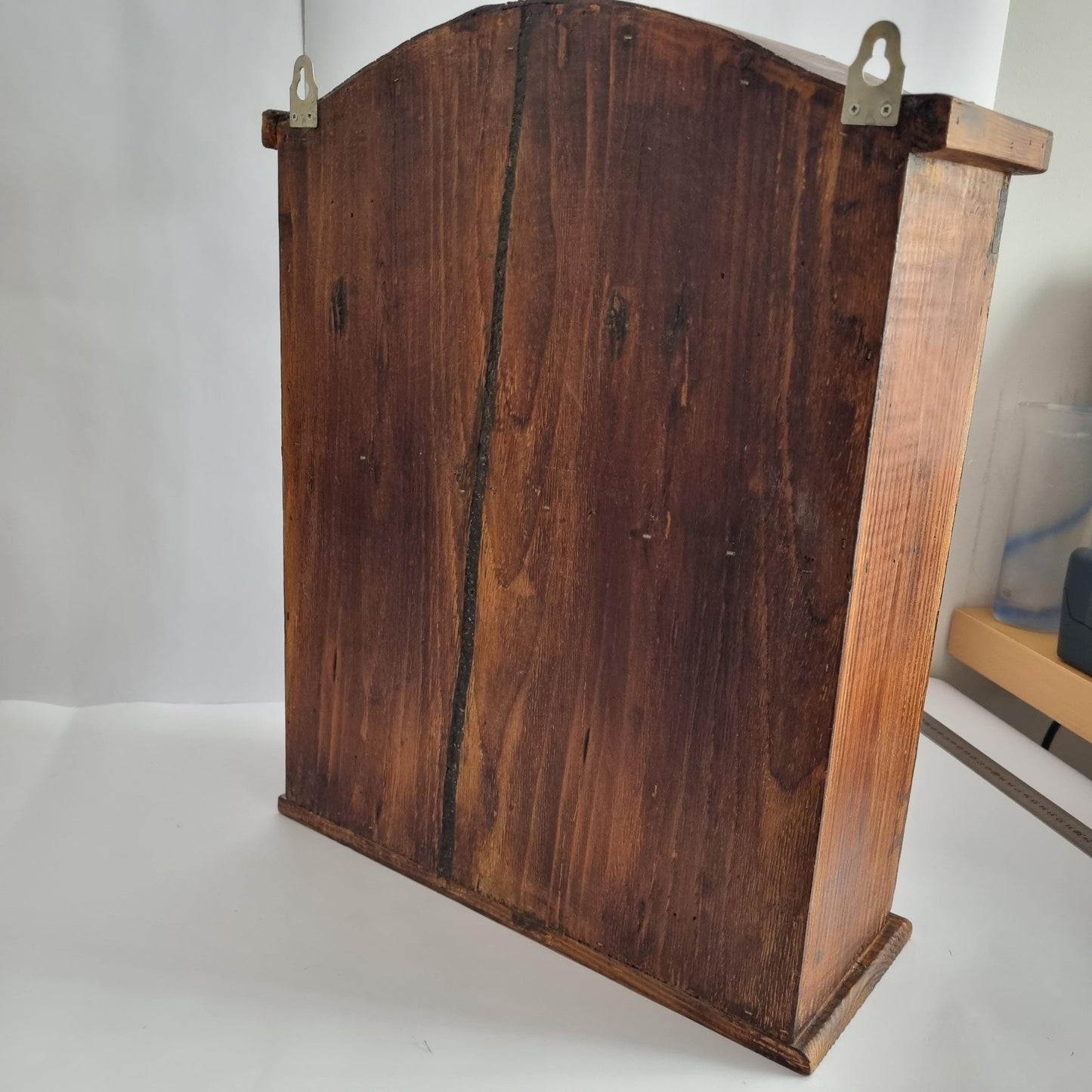 Antique Rustic Wood Wall Cabinet with Iron Door: Farmhouse Kitchen Storage