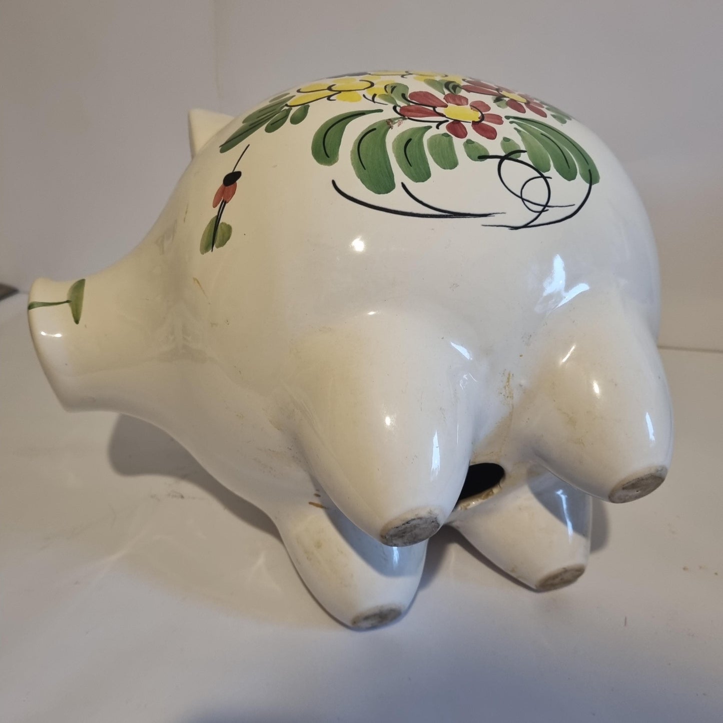 Vintage Guldkroken Piggy Bank: Hand-Painted Swedish Folk Art Ceramic