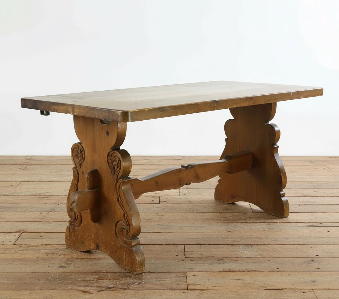 Brutalist Wabi Sabi Dining Set Antique Swedish Farmhouse Table and Chairs Rustic Pine Patina