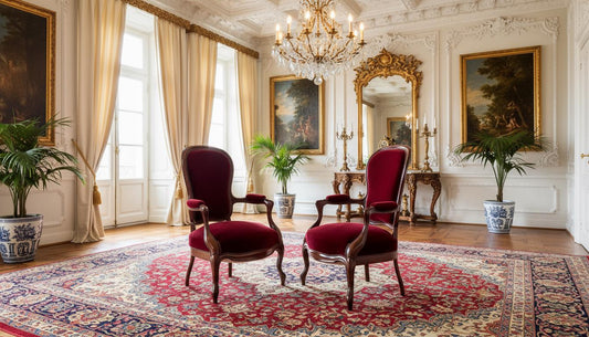 Vintage French Baroque Louis XV Armchairs – Rococo Revival Red Velvet Chairs