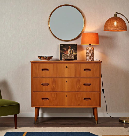 Mid-Century Modern Teak 3-Drawer Chest: Danish Design, 1960s