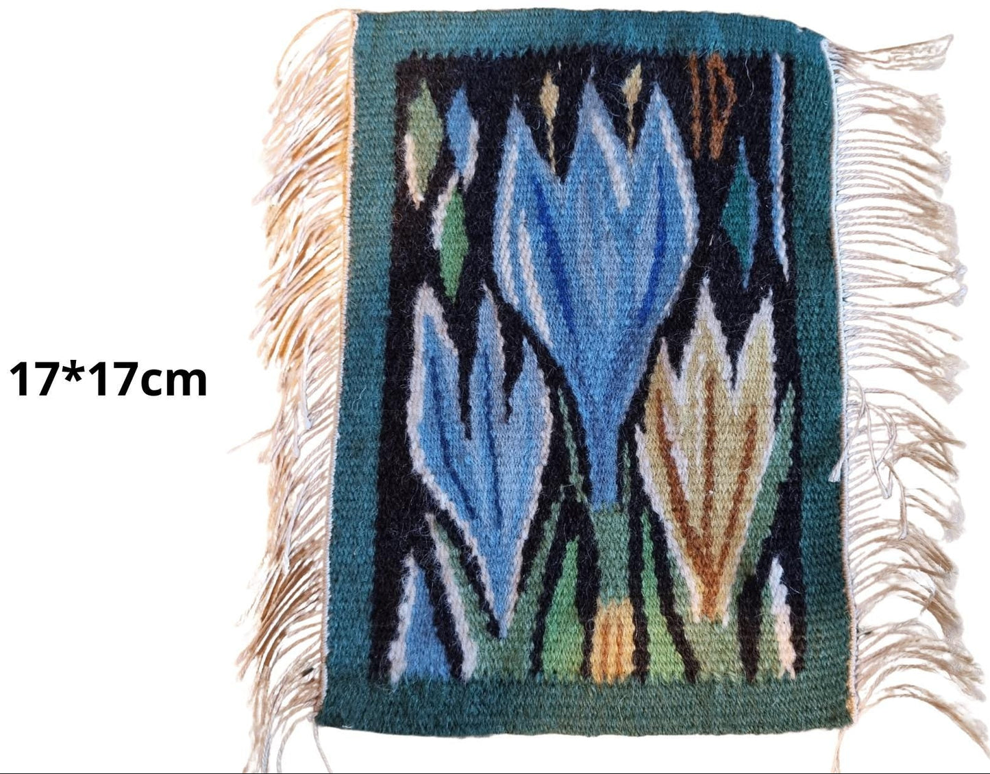 Scandinavian Folk Art Woven Set - Three 1960s Swedish Textile Wall Hangings - Mid-Century Floral Design small floral wall hanging
