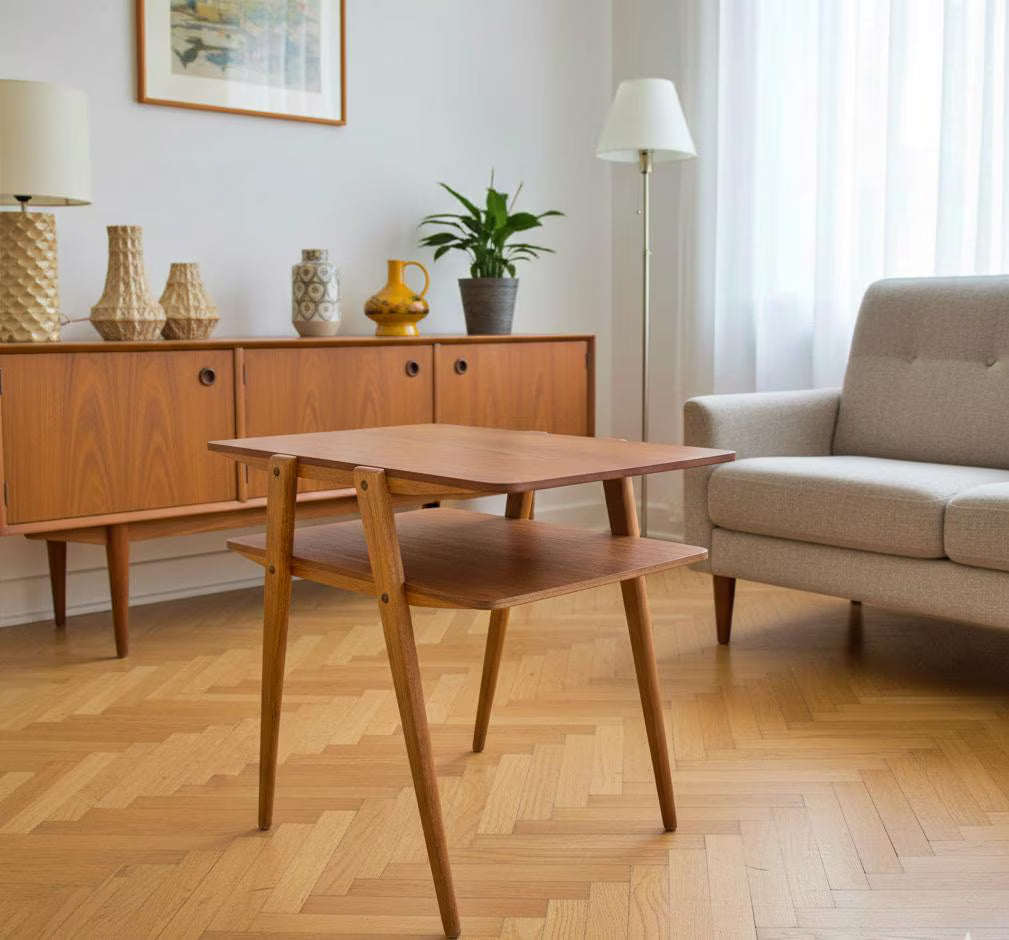 Mid Century Scandinavian Teak Coffee Table, Original Vintage Danish Design 50s 60s