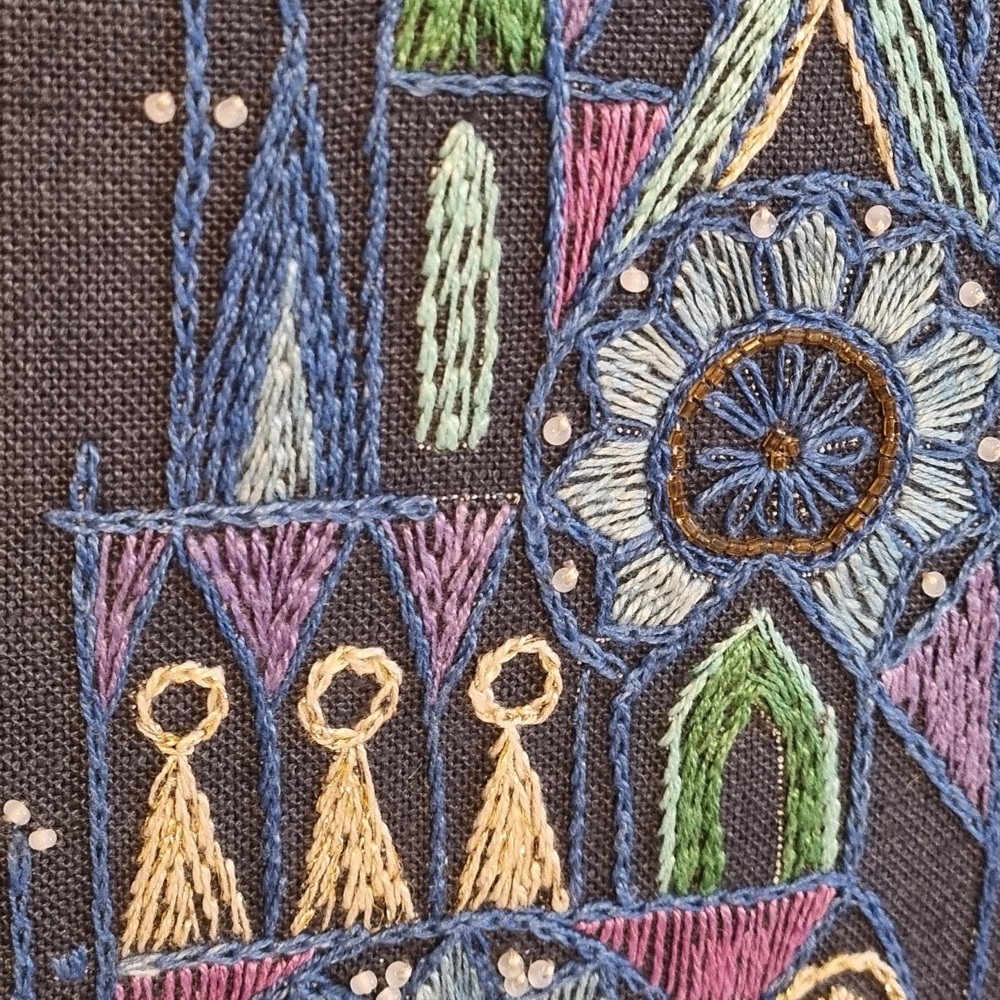 Vintage Scandinavian Embroidered Textile Wall Art, Framed Mid-Century Modern Needlework, 1960s Nordic Folk Design