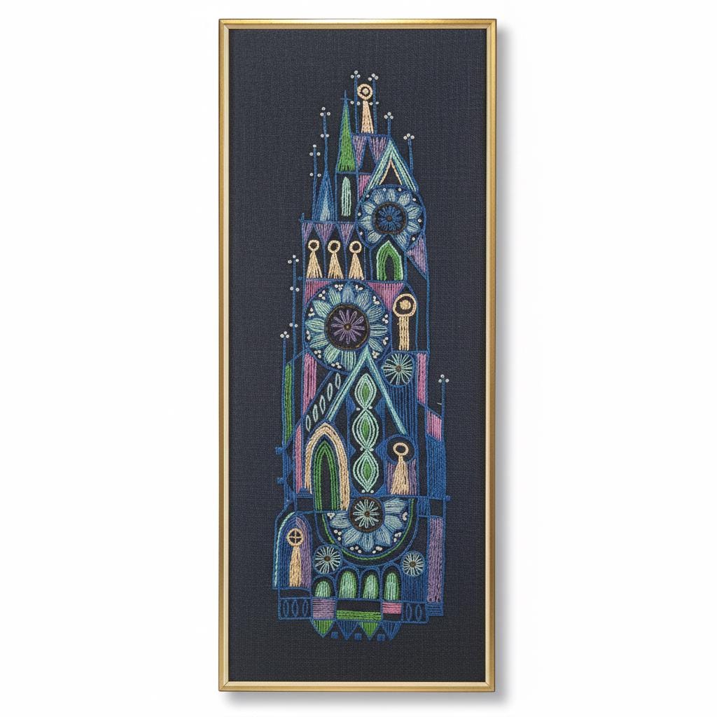 Vintage Scandinavian Embroidered Textile Wall Art, Framed Mid-Century Modern Needlework, 1960s Nordic Folk Design