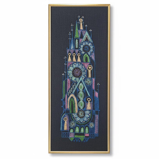 Vintage Scandinavian Embroidered Textile Wall Art, Framed Mid-Century Modern Needlework, 1960s Nordic Folk Design
