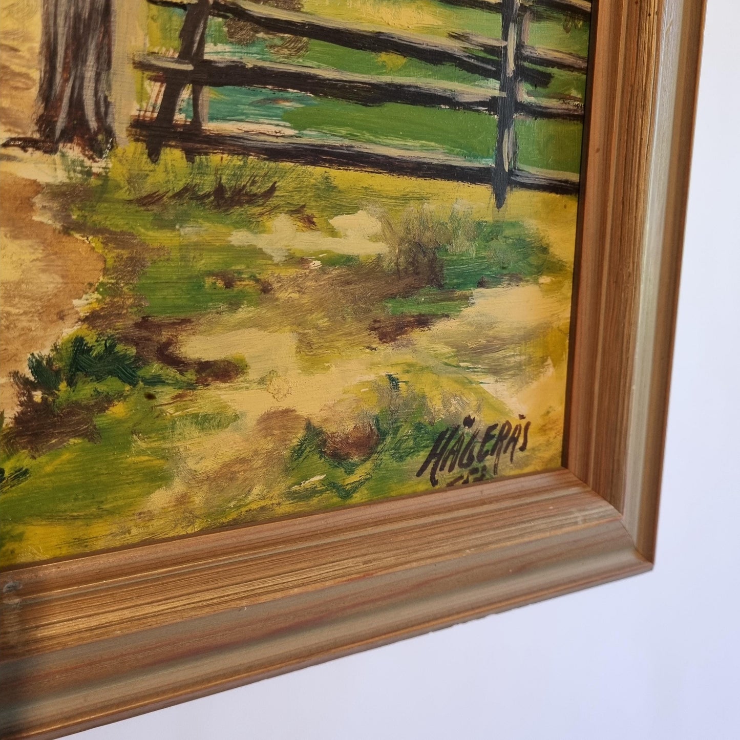 Vintage Swedish Spring Landscape Oil Painting | Blooming Countryside Cottage Scene | Framed Scandinavian Wall Art