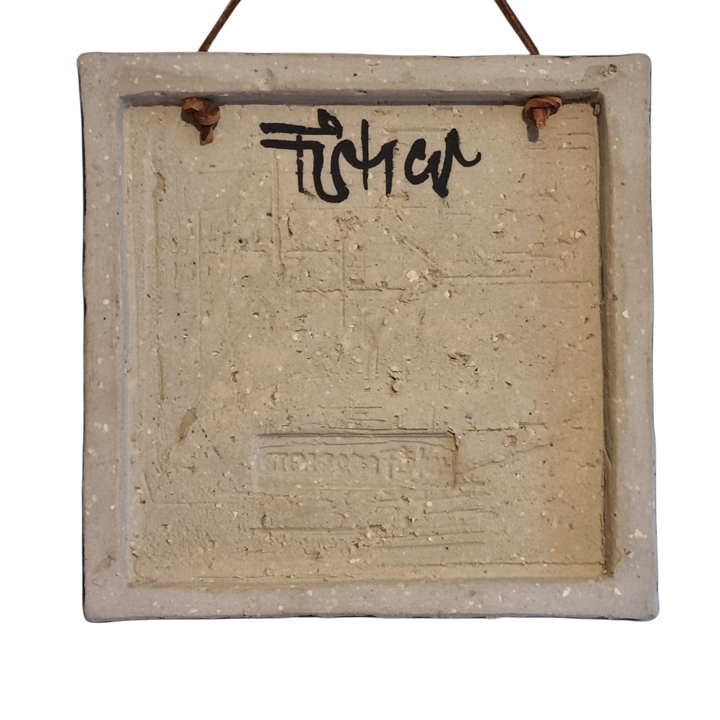 Wall Hanging Willi Fischer Blue Fish Ceramic Plaque Mid Century Scandinavian Swedish Stoneware Wall Art Black Glaze 1960s Sweden