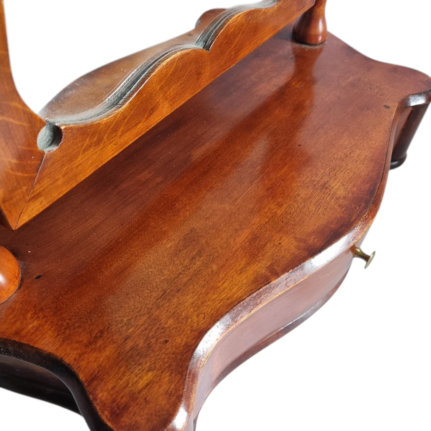 Dressing Table Mirror with Drawer, Antique Carved Tilting Vanity Mirror, Wooden Swing Toilet Stand, Victorian Style Mahogany Vanity