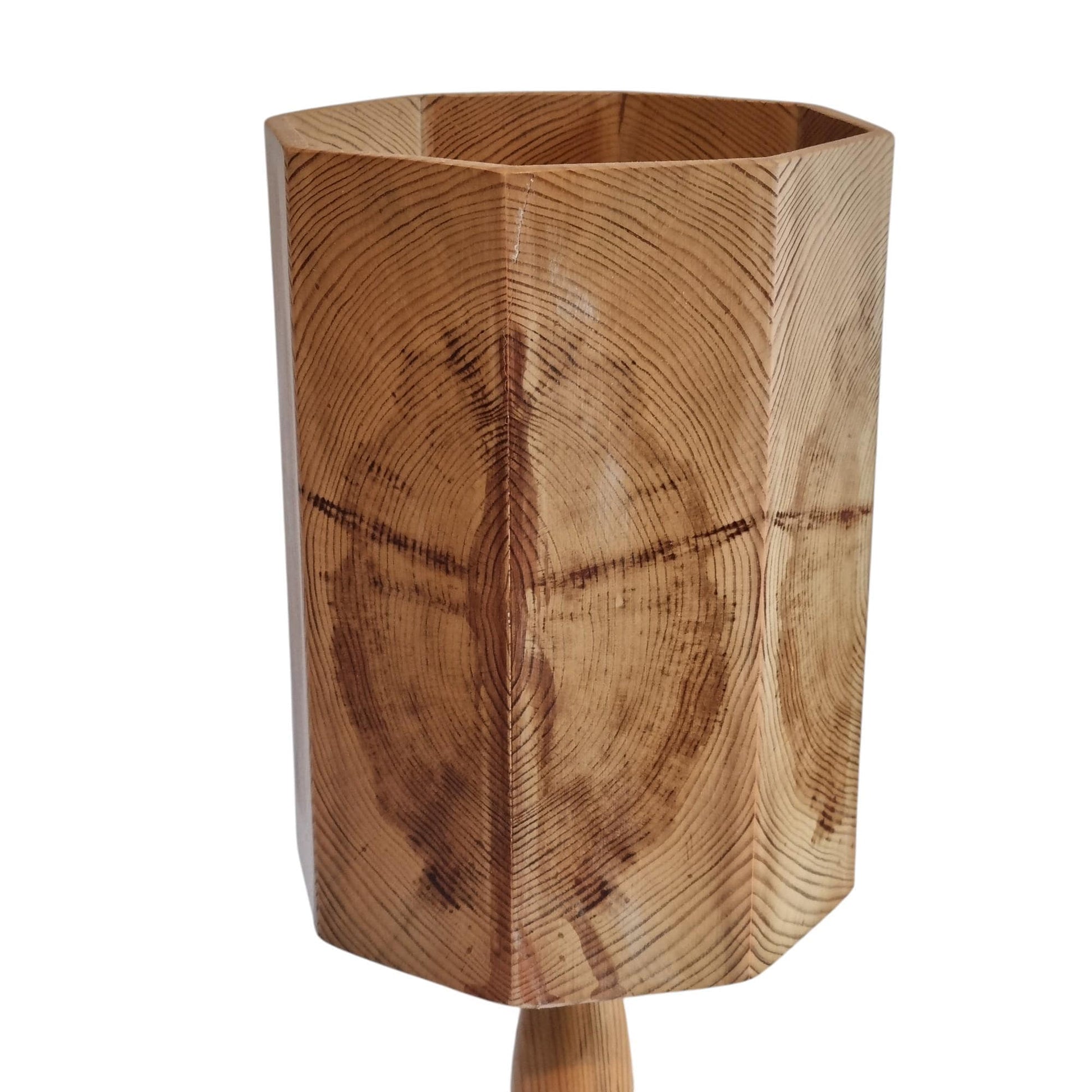 Leif Wikner Pine Wood Table Lamp: Signed Scandinavian Mid-Century Modern Design