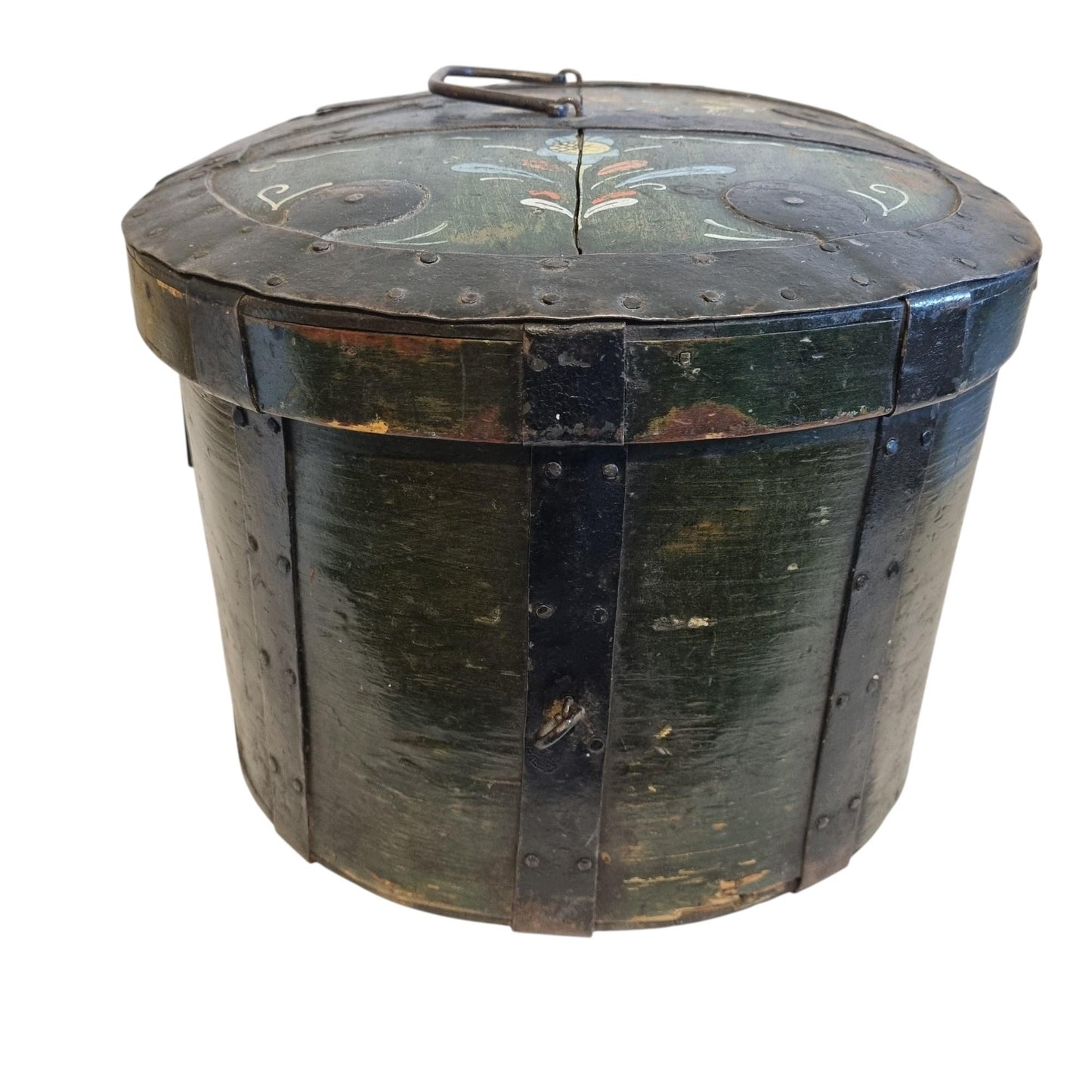 Antique Swedish Folk Art Vedding  Box,  Kurbits Painting, 19th Century Scandinavian  Bentwood Box, Rosemaling Chest