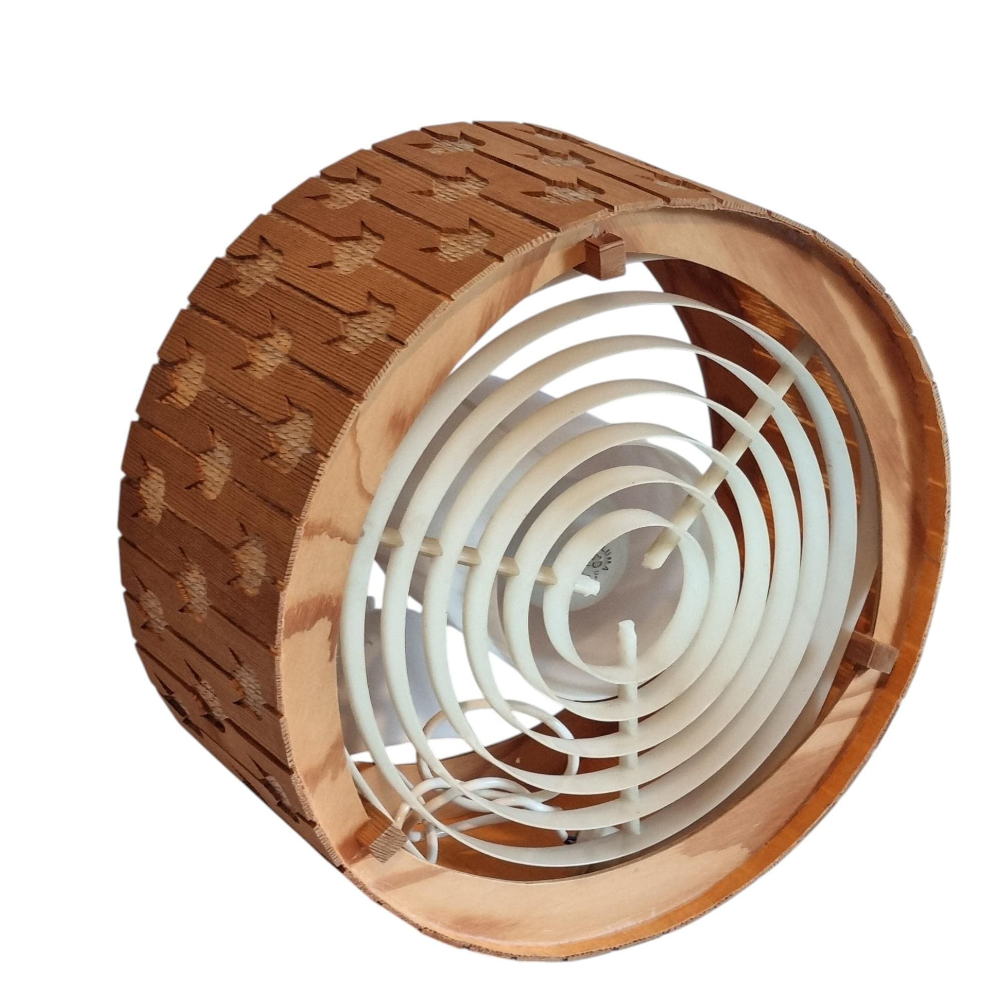 Swedish Wood Pendant Lamp Tulip Cutout Shade 1970s Scandinavian
