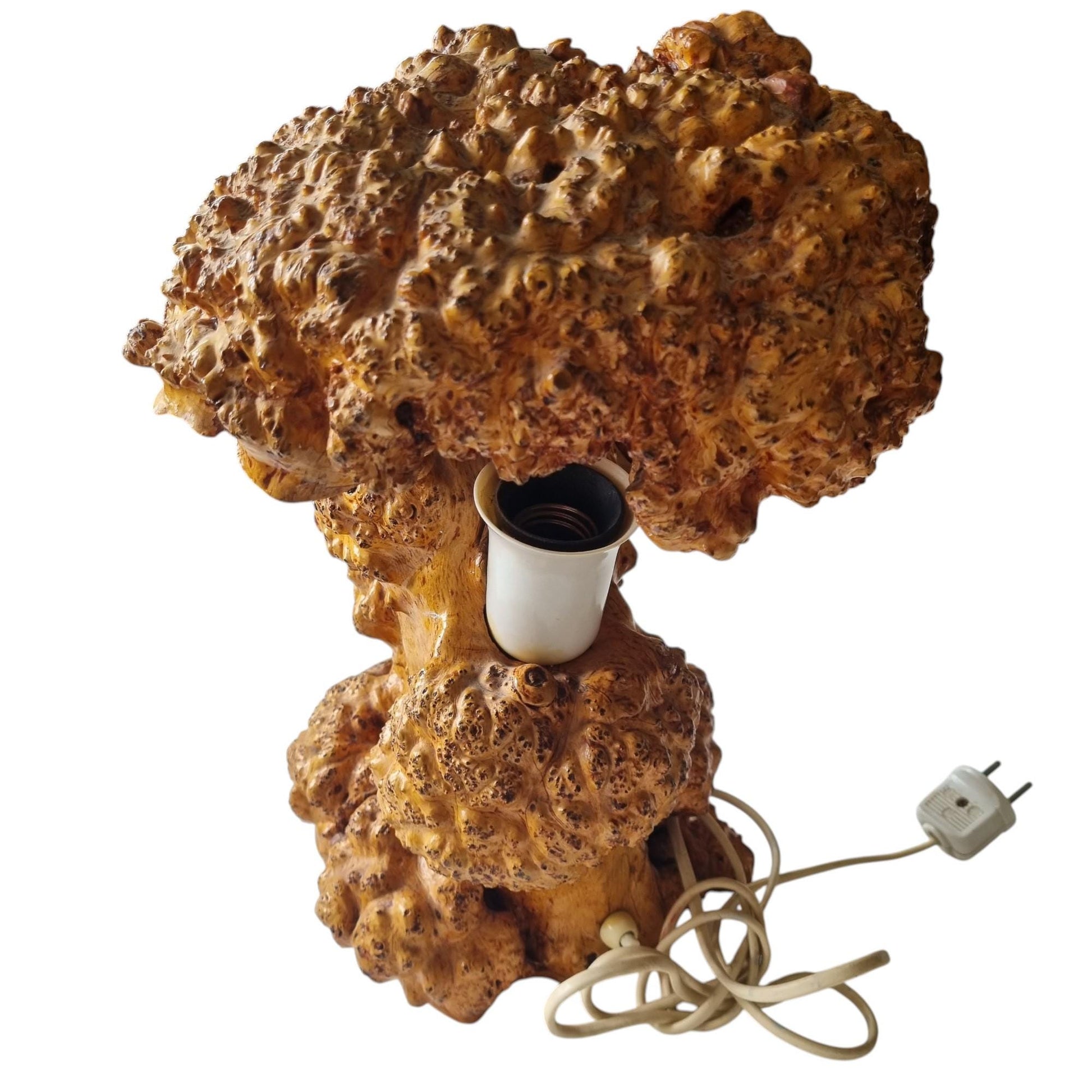 One of a Kind Burl Wood Mushroom Lamp, Organic Modern Root Sculpture, Hand Carved Artisan Table Lamp, Rustic Luxury Statement Lighting