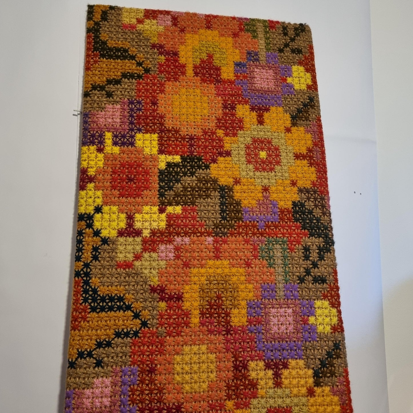 Framed Boho Geometric Needlepoint Tapestry Retro Wool Wall Art Sweden