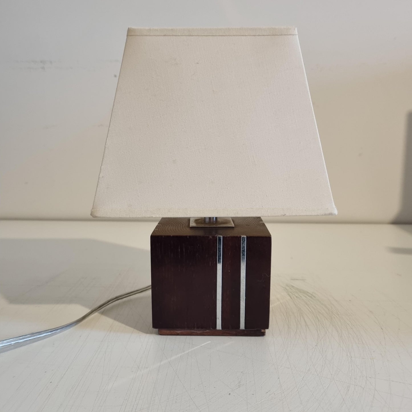 Vintage Markslöjd Table Lamp: Scandinavian Pinewood & Brass Accent with timeless charm, authentic vintage mid-century modern design.