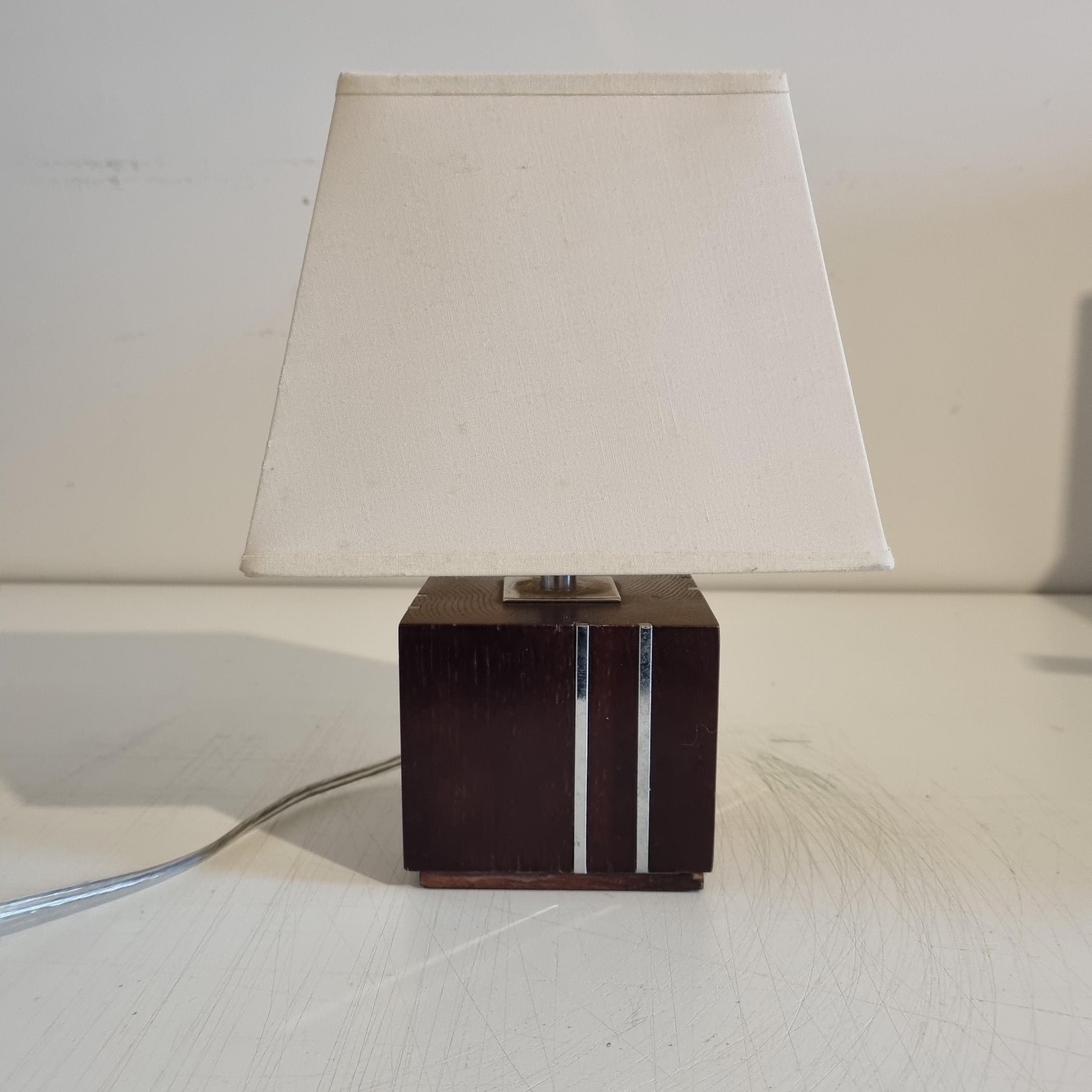 Vintage Markslöjd Table Lamp: Scandinavian Pinewood & Brass Accent with timeless charm, authentic vintage mid-century modern design.
