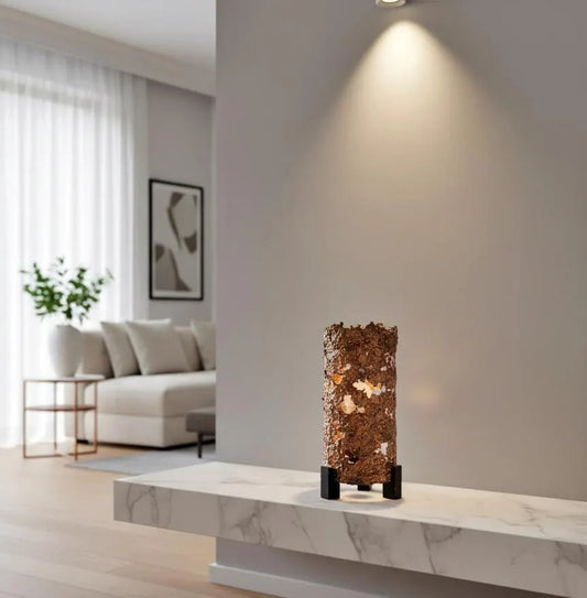 Brutalist Copper Table Lamp by Aimo Tukiainen – Collector’s Scandinavian Design, Handmade Art Lamp