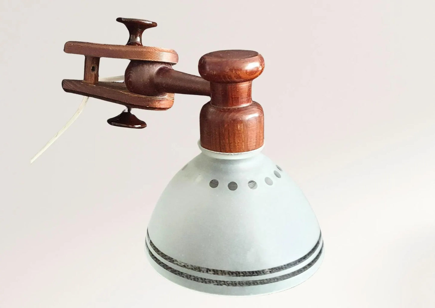 Scandinavian Wooden Wall Lamp – Vintage 1960s-70s Rotating Arm with Frosted Glass Shade, authentic vintage charm.