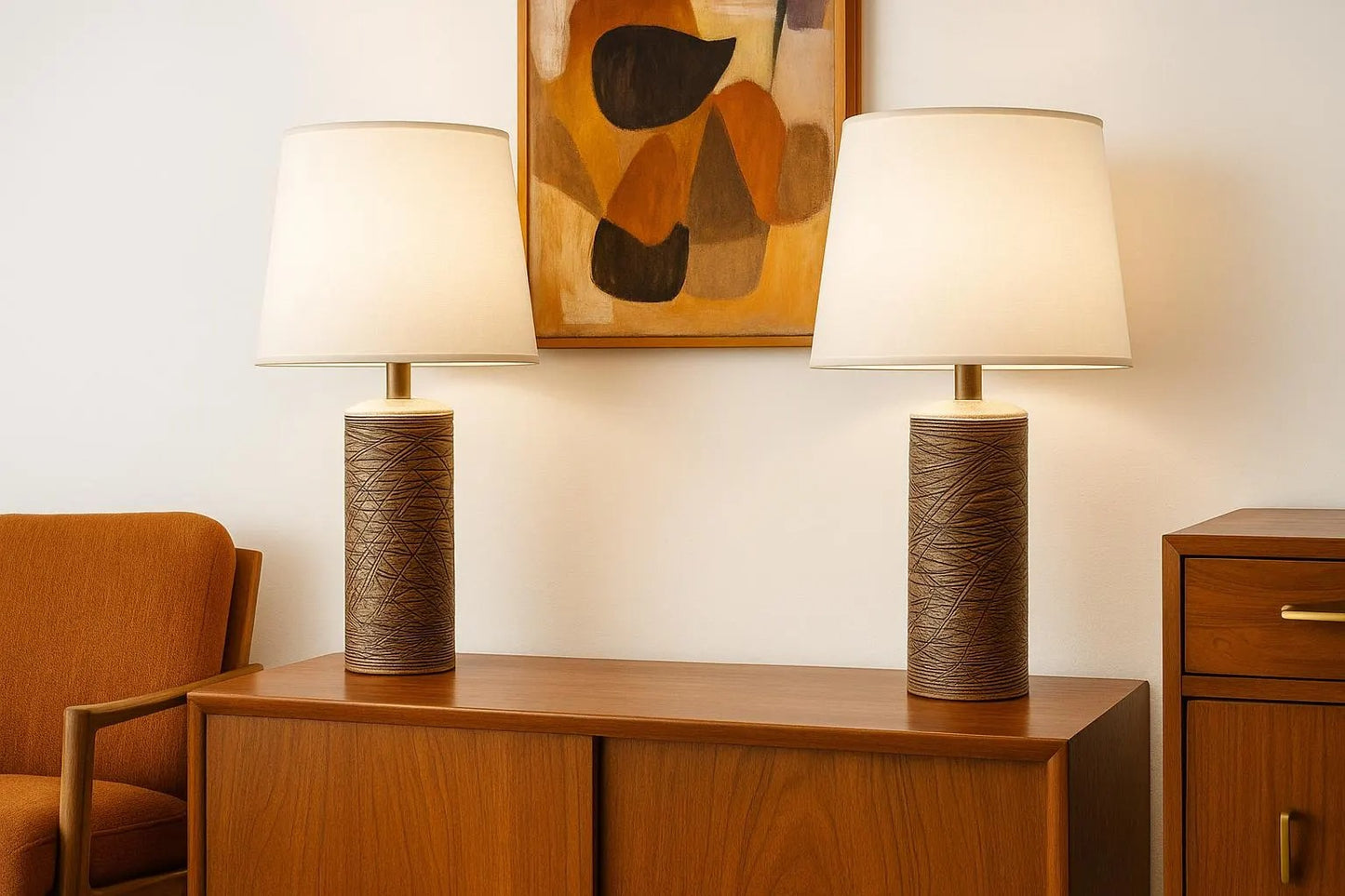 Pair of Stoneware Table Lamps by Aage Rasmus for Selsbo – Swedish Mid-Century Design, authentic vintage, timeless charm