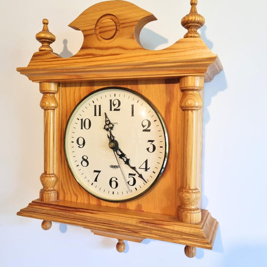 Vintage Scandinavian Home Decor - Rustic Pine Wood Wall Clock