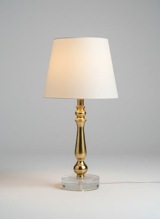 Mid-Century Brass & Glass Table Lamp - Falkenbergs Belysning - Minimalist Swedish Modern Design