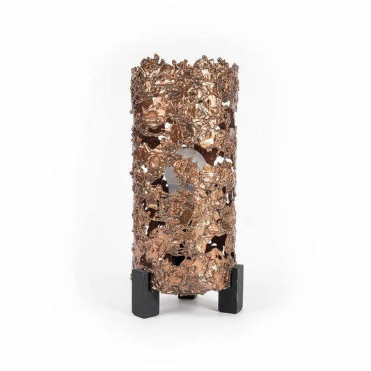 Brutalist Copper Table Lamp by Aimo Tukiainen – Collector’s Scandinavian Design, Handmade Art Lamp