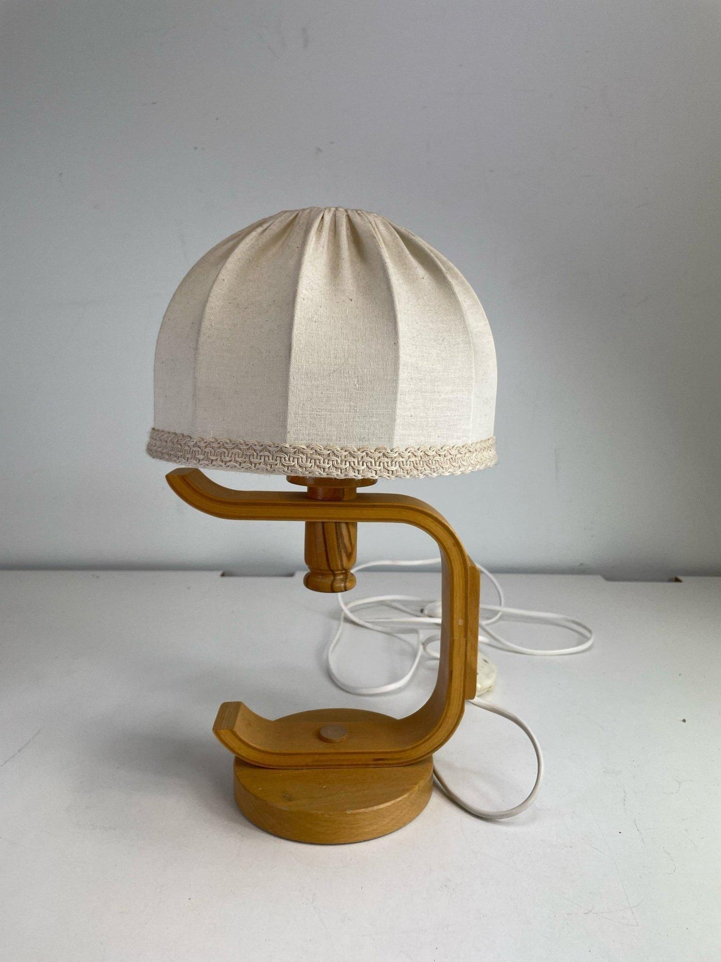 Mid-Century Modern Pine Table Lamp – Swedish Scandinavian Lighting, 1970s with authentic vintage timeless charm
