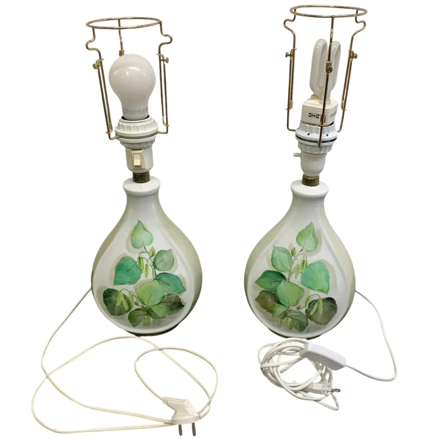 Vintage Alka Kunst Kaiser Porcelain Table Lamps – Botanical Floral Pair, Germany 1982, authentic vintage, timeless charm