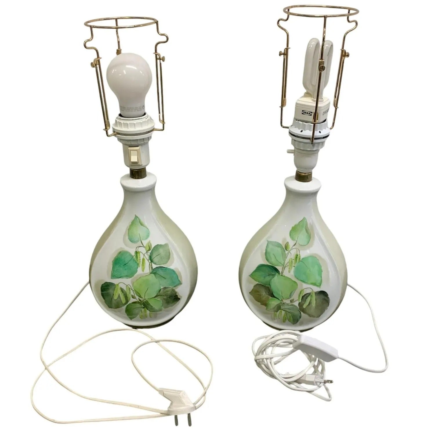 Vintage Alka Kunst Kaiser Porcelain Table Lamps – Botanical Floral Pair, Germany 1982, authentic vintage, timeless charm