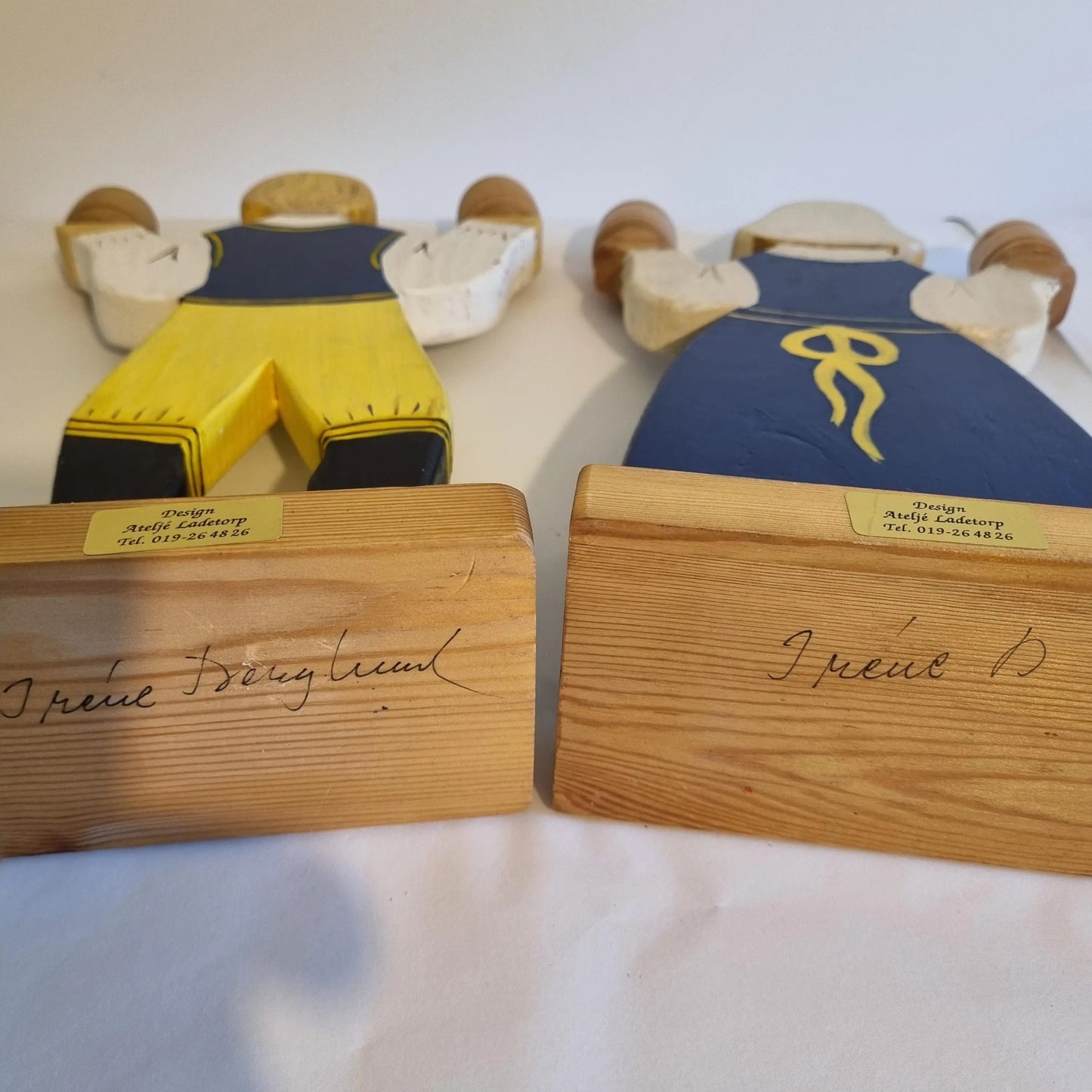 Swedish Hand Painted Folk Art Wooden Candle Holders – Atelje Ladetorp, Signed Design