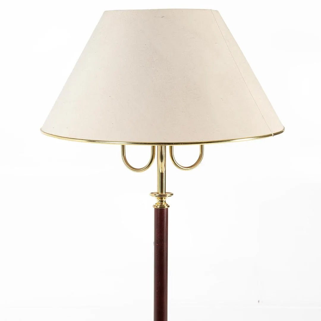 Vintage NAFA Sweden Floor Lamp – 3-Arm Mid-Century Modern, Wood & Brass, c. 1970s, authentic vintage timeless charm