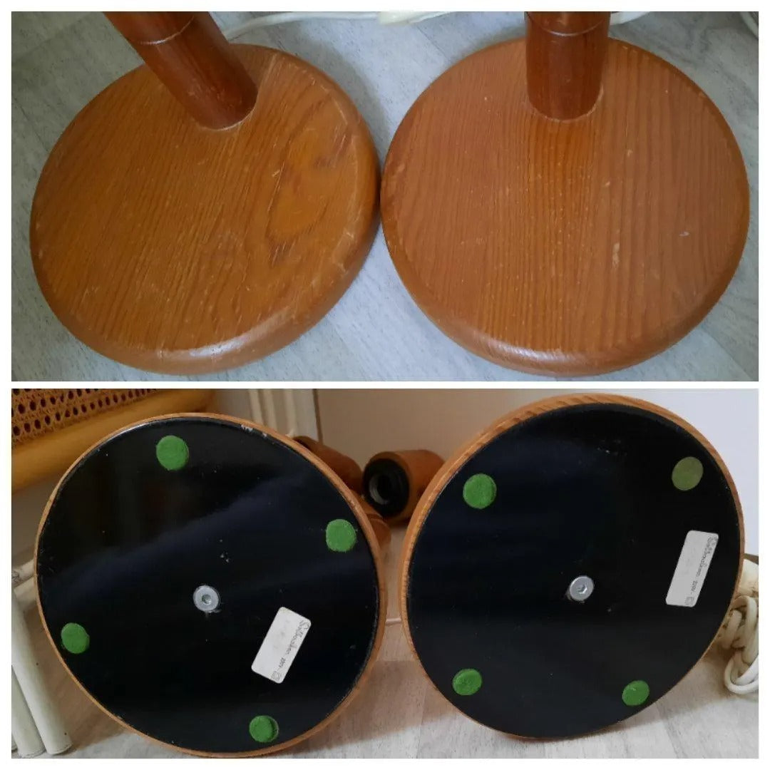 Vintage SOLBACKEN Pine Table Lamps – Mid-Century Scandinavian Bedside Lights, Pair with authentic vintage charm and timeless appeal
