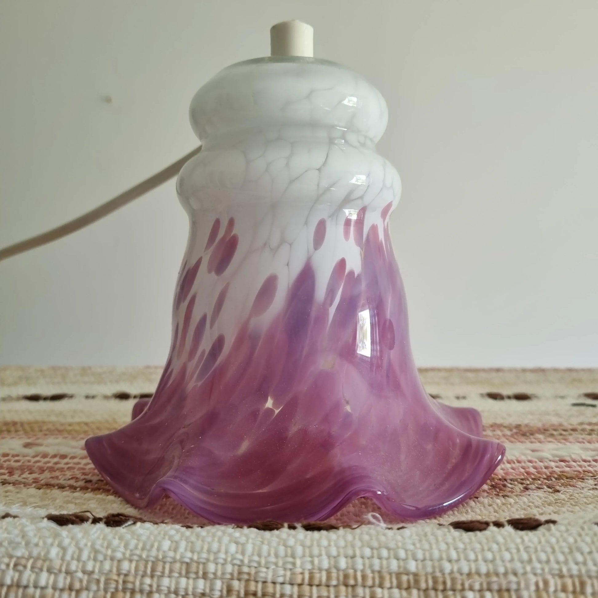 Vintage Tre Bockar Glass Pendant Lamp – Handblown Swedish Design with purple and white crackled glass shade