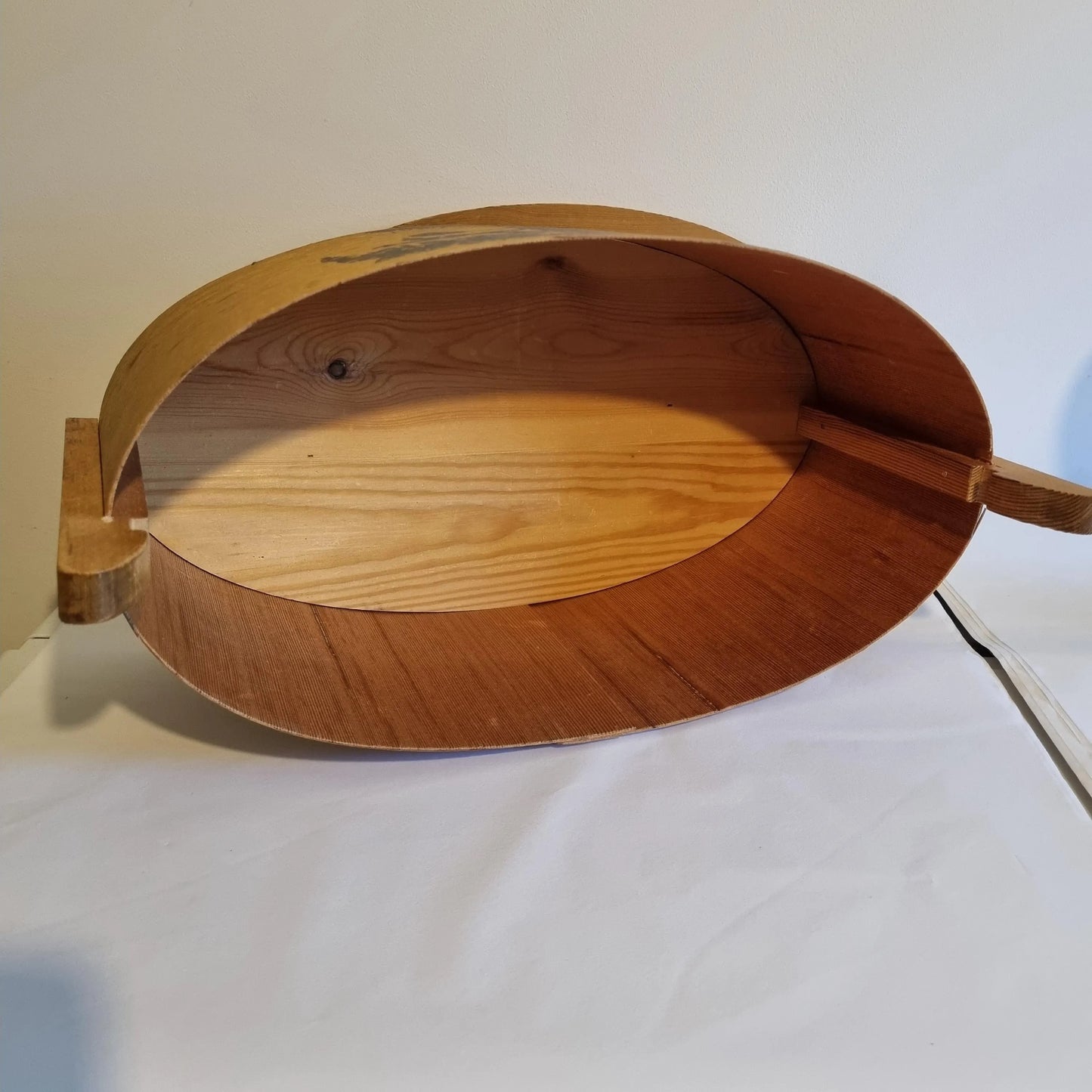 Vintage Danish oval wooden picnic box