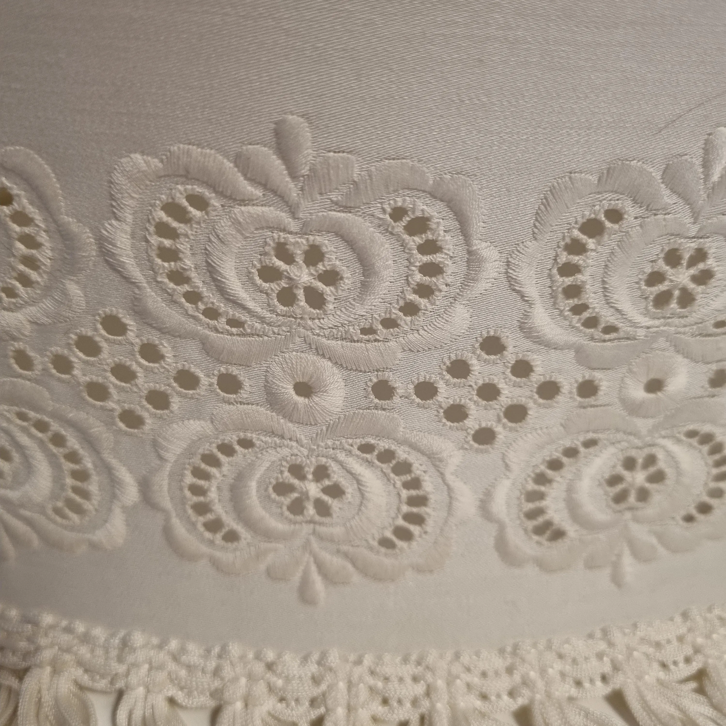 Vintage Scandinavian Pendant Lamp – Embroidered Fabric Shade with delicate floral cutwork, Authentic vintage, one-of-a-kind pieces, Timeless Charm