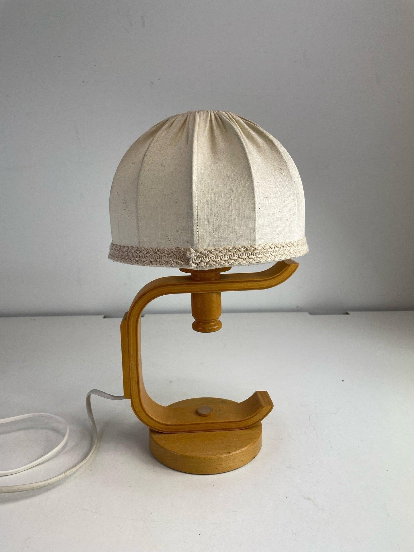 Mid-Century Modern Pine Table Lamp – Swedish Scandinavian Lighting, 1970s with authentic vintage timeless charm