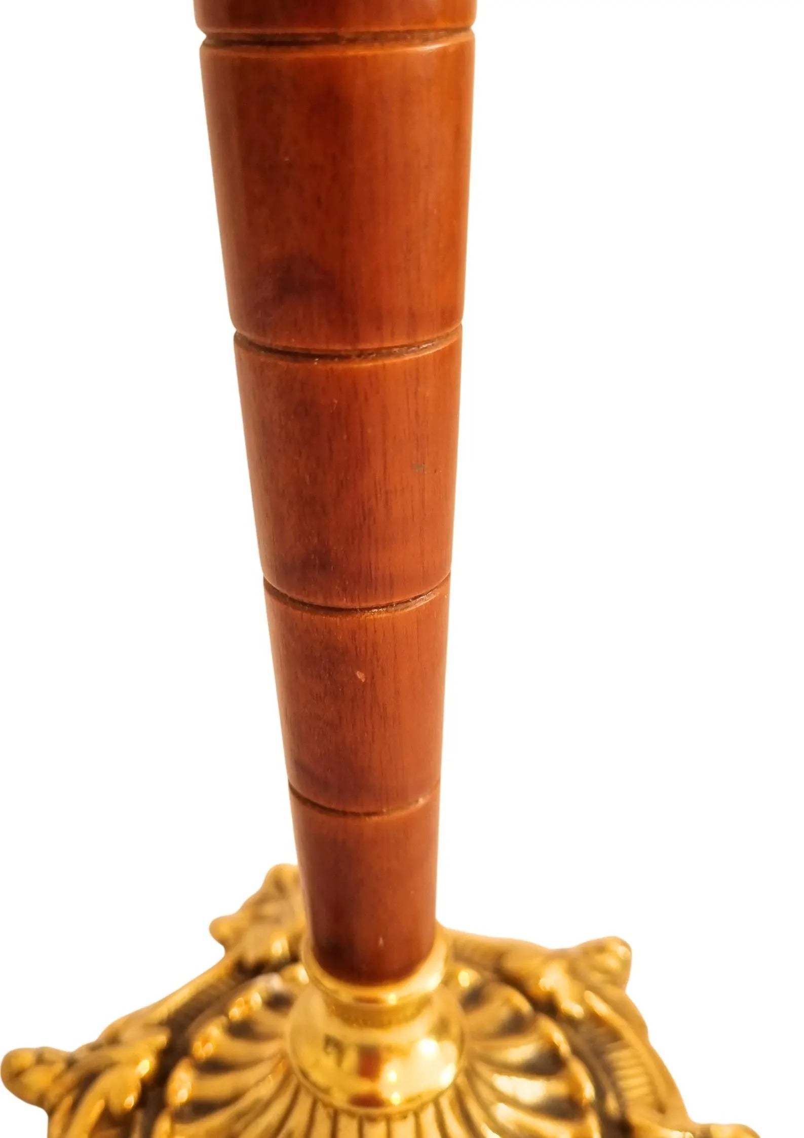 Vintage Teak and Brass Table Lamp with Cream Lampshade – Elegant Mid-Century Lighting, Authentic vintage, timeless charm.