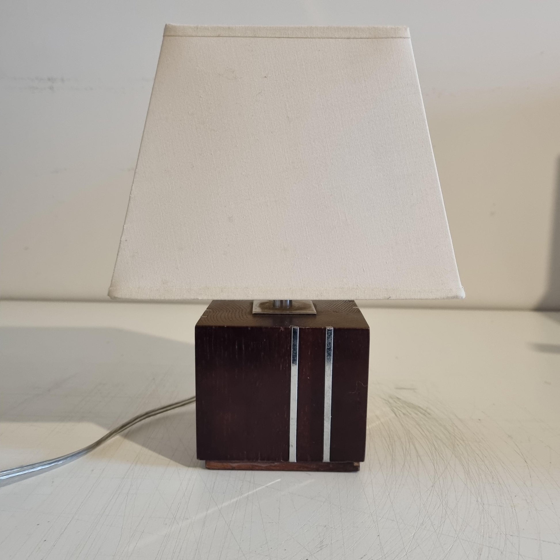 Vintage Markslöjd Table Lamp: Scandinavian Pinewood & Brass Accent with authentic vintage mid-century modern timeless charm